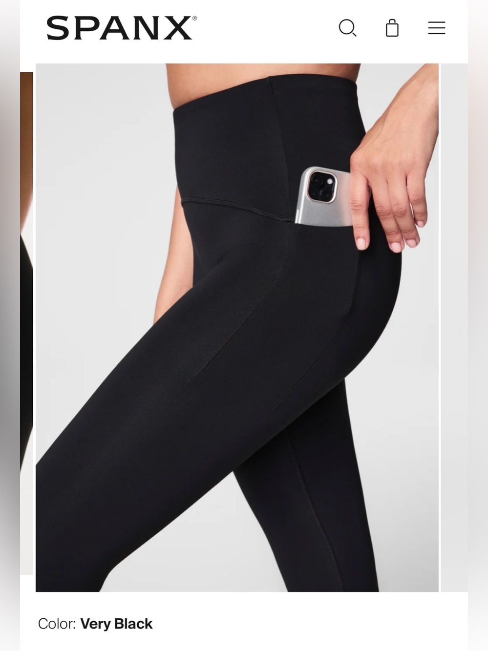 SPANX Booty Boost 7/8 Black Leggings w/Pockets & Flaw